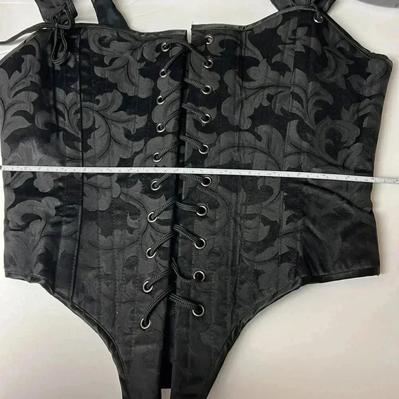 Gallery Serpentine Gothic Brocade Lace Up Corset Victorian Top - Picture 14 of 16